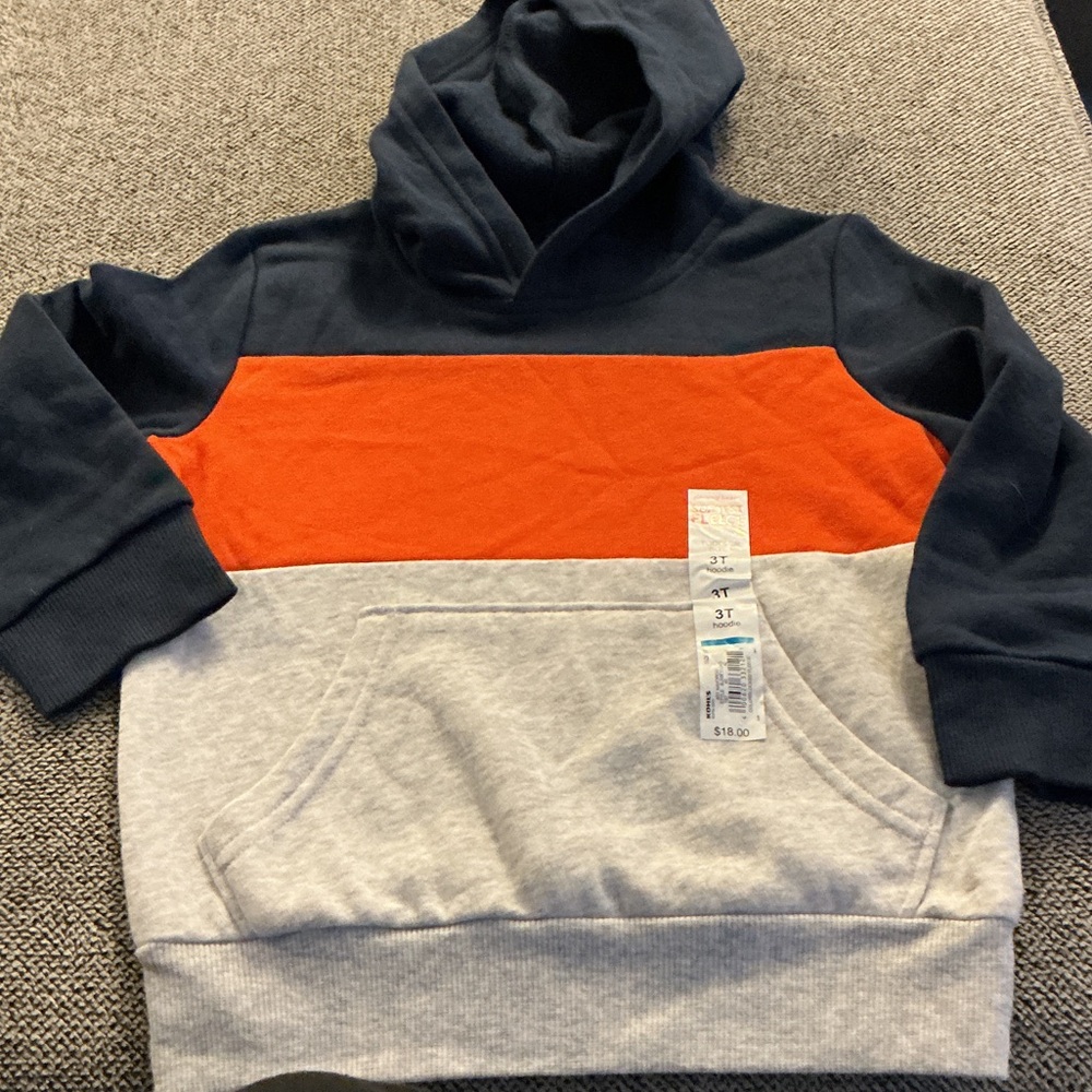 Kids Colorblock Hoodie - Orange, Gray, and Navy